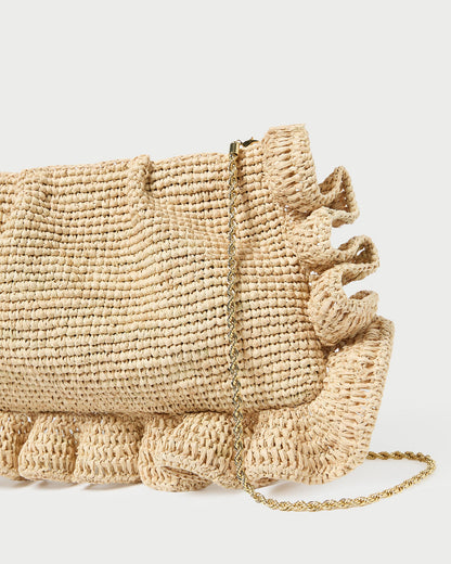 Loeffler Randall New - Mavis Natural Raffia Ruffle Clutch
