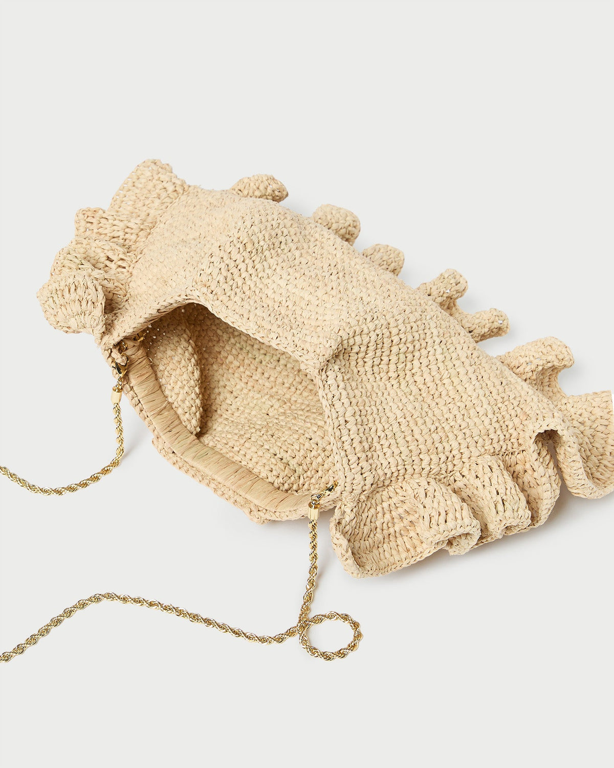 Loeffler Randall New - Mavis Natural Raffia Ruffle Clutch