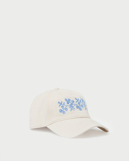 Loeffler Randall Popular - Cairo Natural/Blue Embroidered Cap