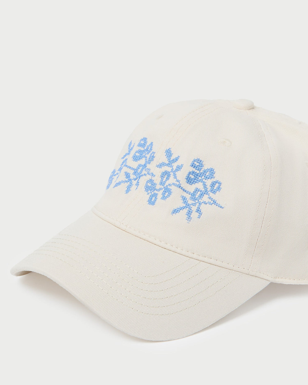 Loeffler Randall Popular - Cairo Natural/Blue Embroidered Cap