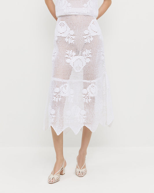 Loeffler Randall Everyday - Sullivan Cream Crochet Skirt