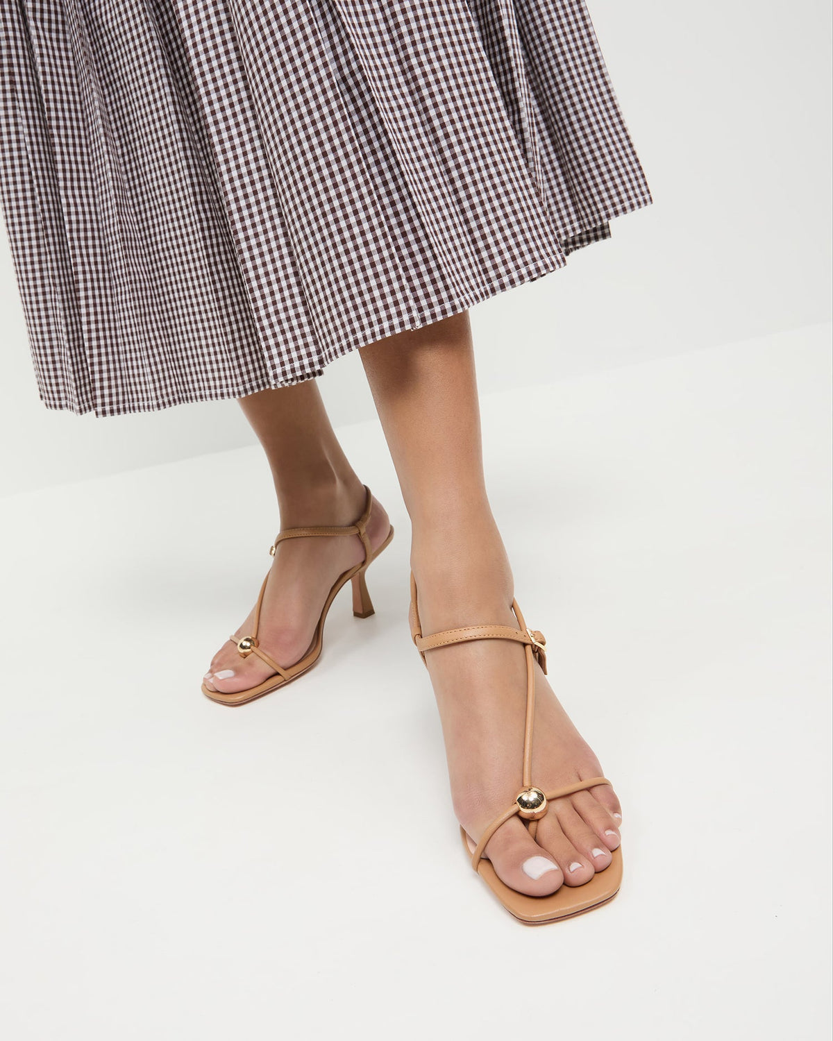 Loeffler Randall Top Pick - Triana Dune Leather Mid-Heel Sandal