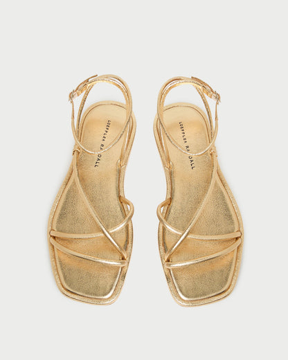 Loeffler Randall Special Offer - Noor Gold Leather Flat Sandal