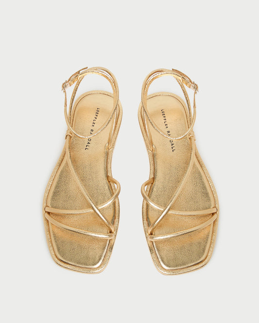 Loeffler Randall Special Offer - Noor Gold Leather Flat Sandal