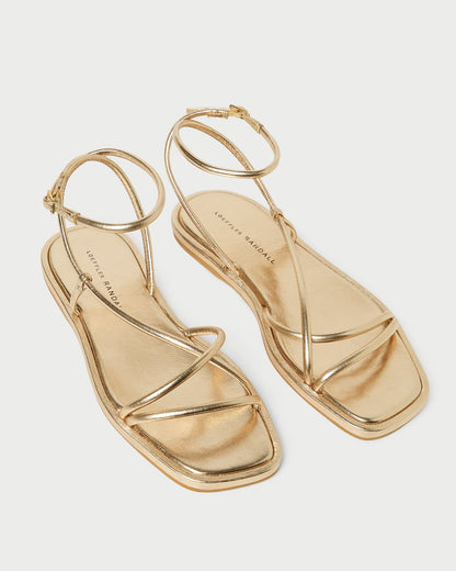 Loeffler Randall Special Offer - Noor Gold Leather Flat Sandal