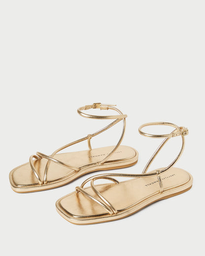 Loeffler Randall Special Offer - Noor Gold Leather Flat Sandal
