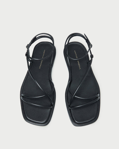 Loeffler Randall Exclusive - Noor Black Leather Flat Sandal