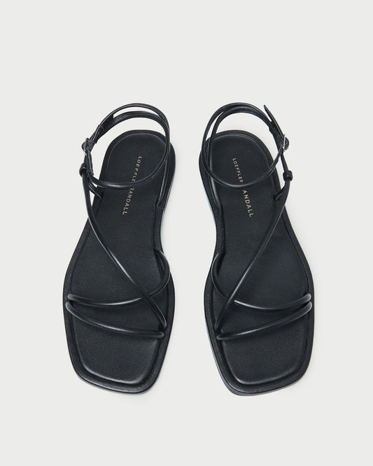 Loeffler Randall Exclusive - Noor Black Leather Flat Sandal