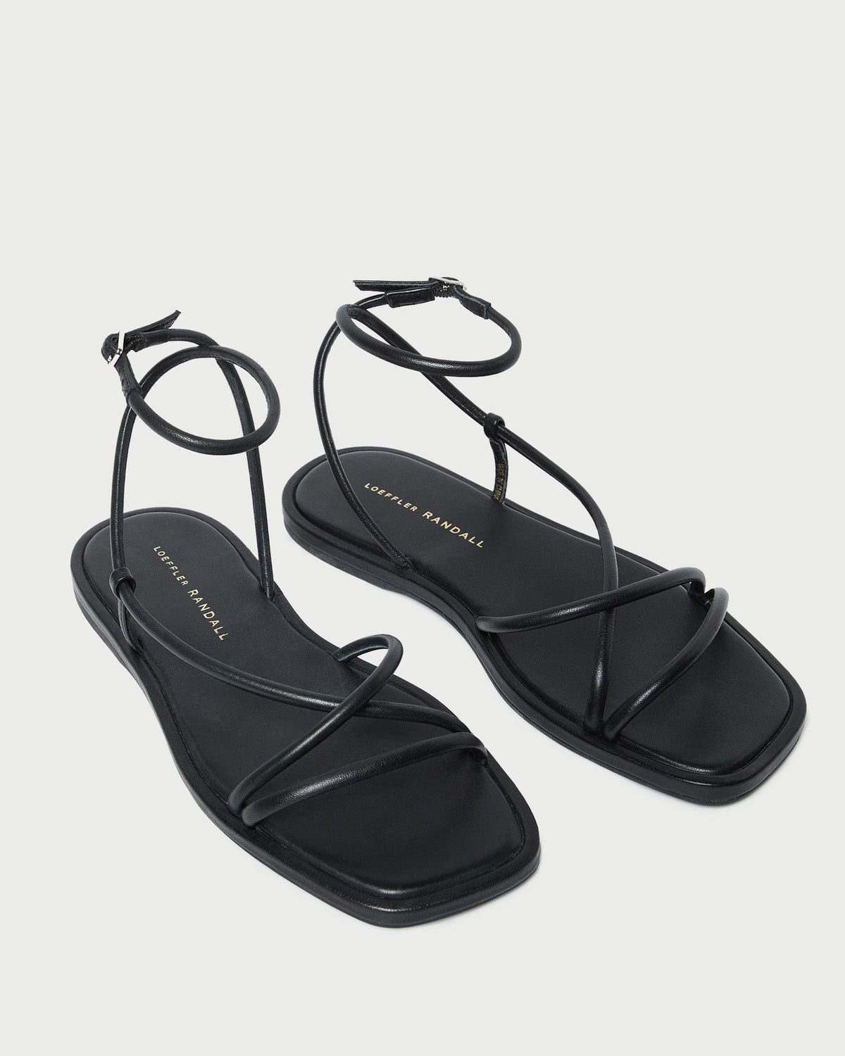 Loeffler Randall Exclusive - Noor Black Leather Flat Sandal