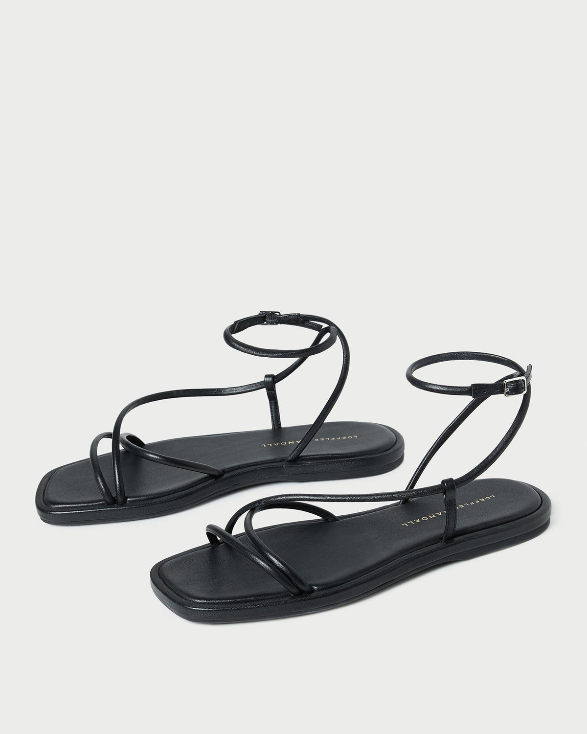 Loeffler Randall Exclusive - Noor Black Leather Flat Sandal