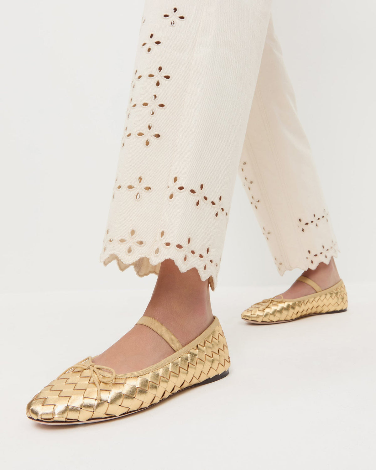 Loeffler Randall Premium - Leonie Gold Woven Ballet Flat