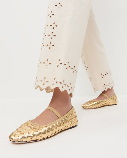 Loeffler Randall Premium - Leonie Gold Woven Ballet Flat