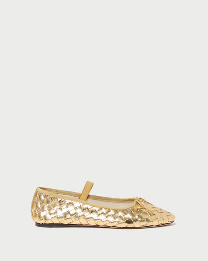 Loeffler Randall Premium - Leonie Gold Woven Ballet Flat