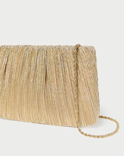 Loeffler Randall Great Value - Brit Gold Lamé Pleated Clutch