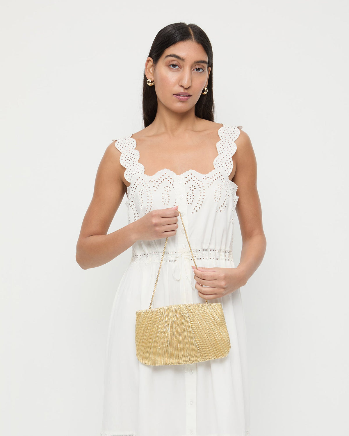 Loeffler Randall Great Value - Brit Gold Lamé Pleated Clutch