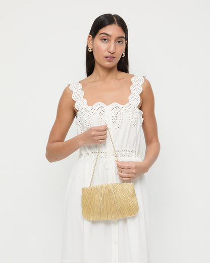 Loeffler Randall Great Value - Brit Gold Lamé Pleated Clutch