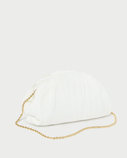 Loeffler Randall Trending - Bailey White Pleated Dome Clutch