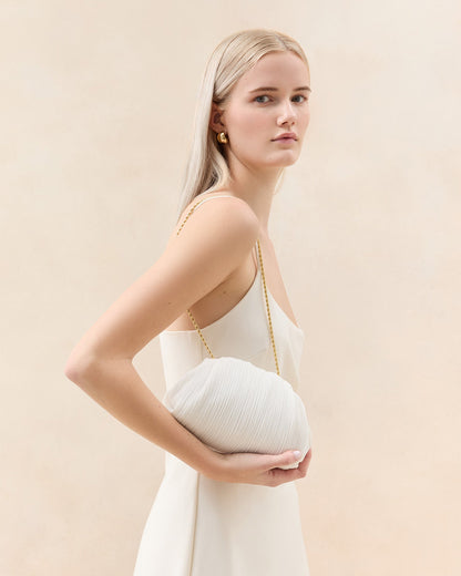 Loeffler Randall Trending - Bailey White Pleated Dome Clutch