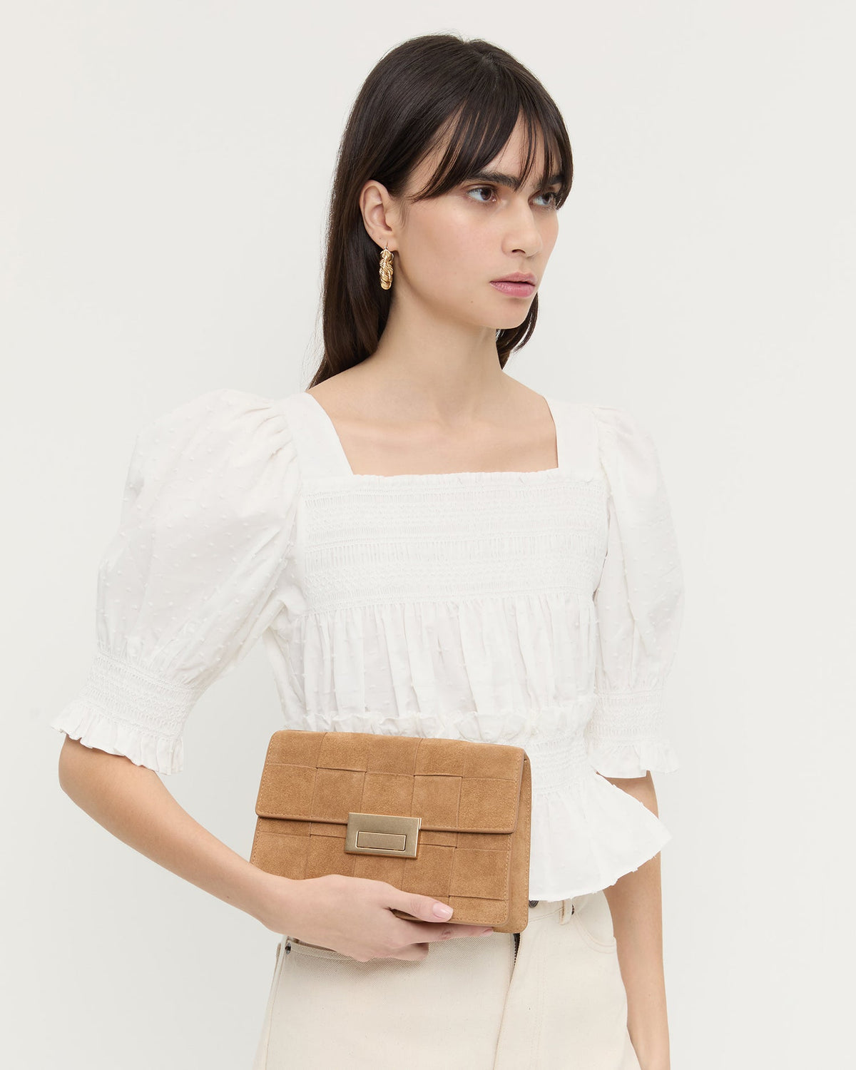 Loeffler Randall Everyday - Delphine Toffee Suede Shoulder Bag