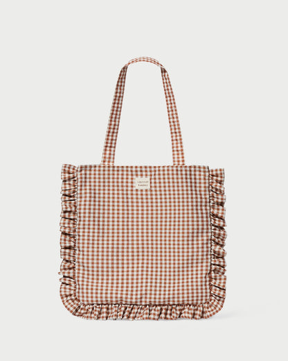 Loeffler Randall Quality - Justine Brown Gingham Ruffle Tote
