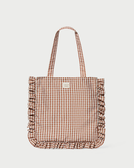 Loeffler Randall Quality - Justine Brown Gingham Ruffle Tote