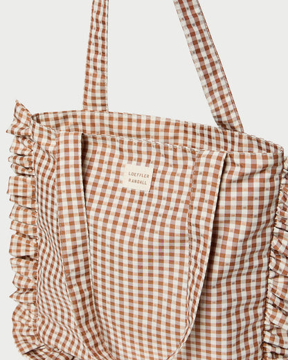 Loeffler Randall Quality - Justine Brown Gingham Ruffle Tote