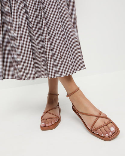 Loeffler Randall New - Noor Timber Leather Flat Sandal