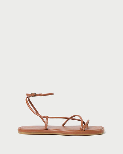 Loeffler Randall New - Noor Timber Leather Flat Sandal