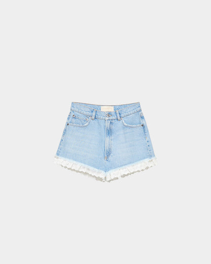 Loeffler Randall Trusted - Kay Lace-Trimmed Denim Shorts