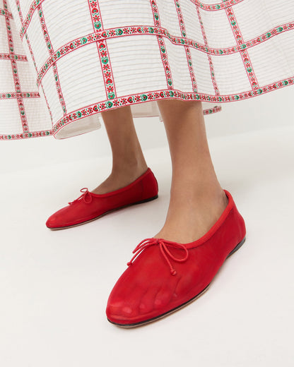 Loeffler Randall Essential - Landon Red Mesh Ballet Flat