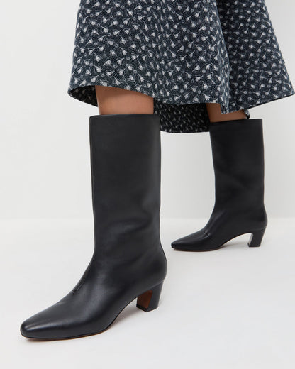 Loeffler Randall Signature - Cleo Black Leather Mid-Calf Boot