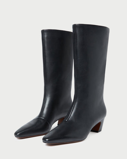 Loeffler Randall Signature - Cleo Black Leather Mid-Calf Boot