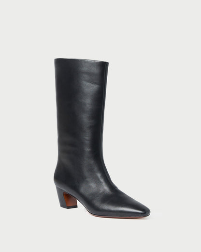 Loeffler Randall Signature - Cleo Black Leather Mid-Calf Boot