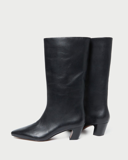 Loeffler Randall Signature - Cleo Black Leather Mid-Calf Boot