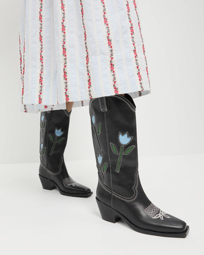 Loeffler Randall Customer Favorite - Wilder Black Tulip Leather Boot