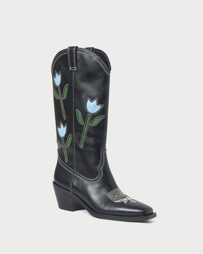 Loeffler Randall Customer Favorite - Wilder Black Tulip Leather Boot