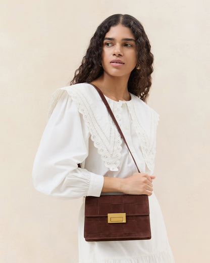 Loeffler Randall Trending - Delphine Espresso Suede Shoulder Bag
