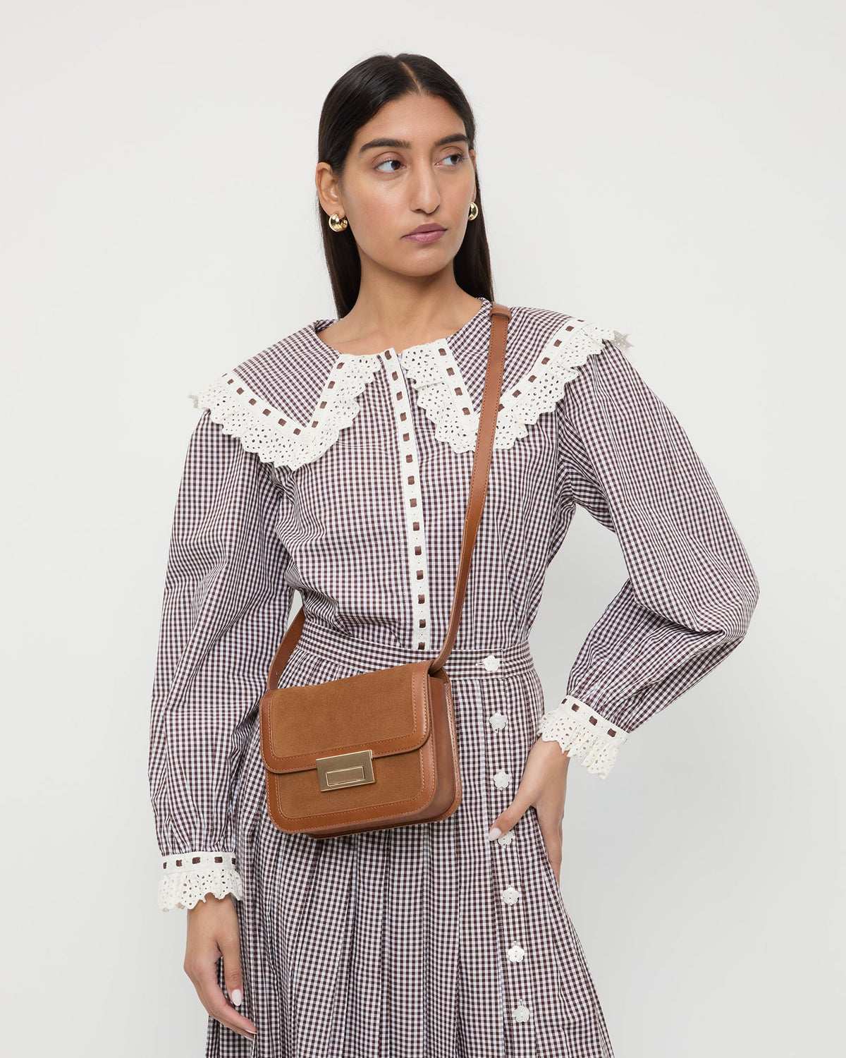 Loeffler Randall Trending - Desi Cacao Suede/Leather Crossbody