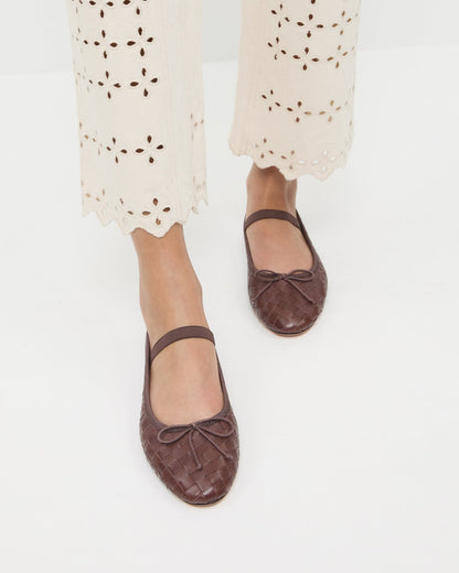 Loeffler Randall Sale - Leonie Espresso Woven Ballet Flat