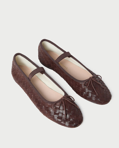 Loeffler Randall Sale - Leonie Espresso Woven Ballet Flat