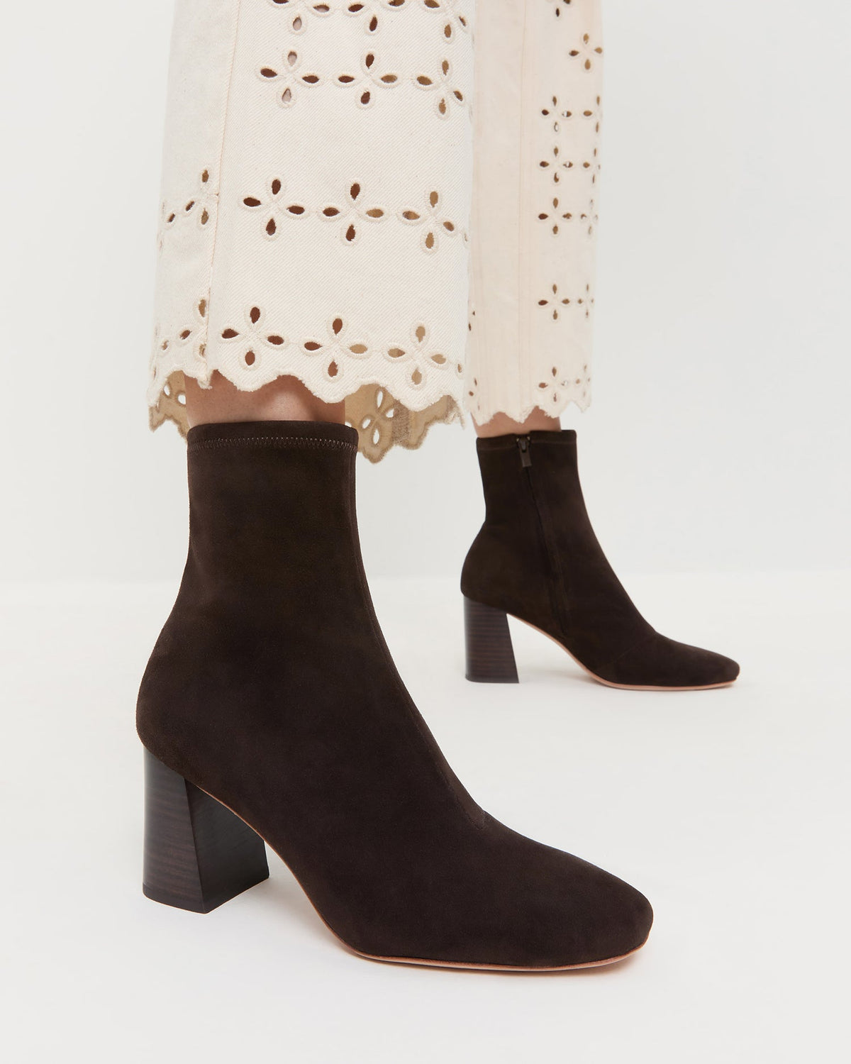 Loeffler Randall Discount - Elise Brown Suede Stretch Bootie