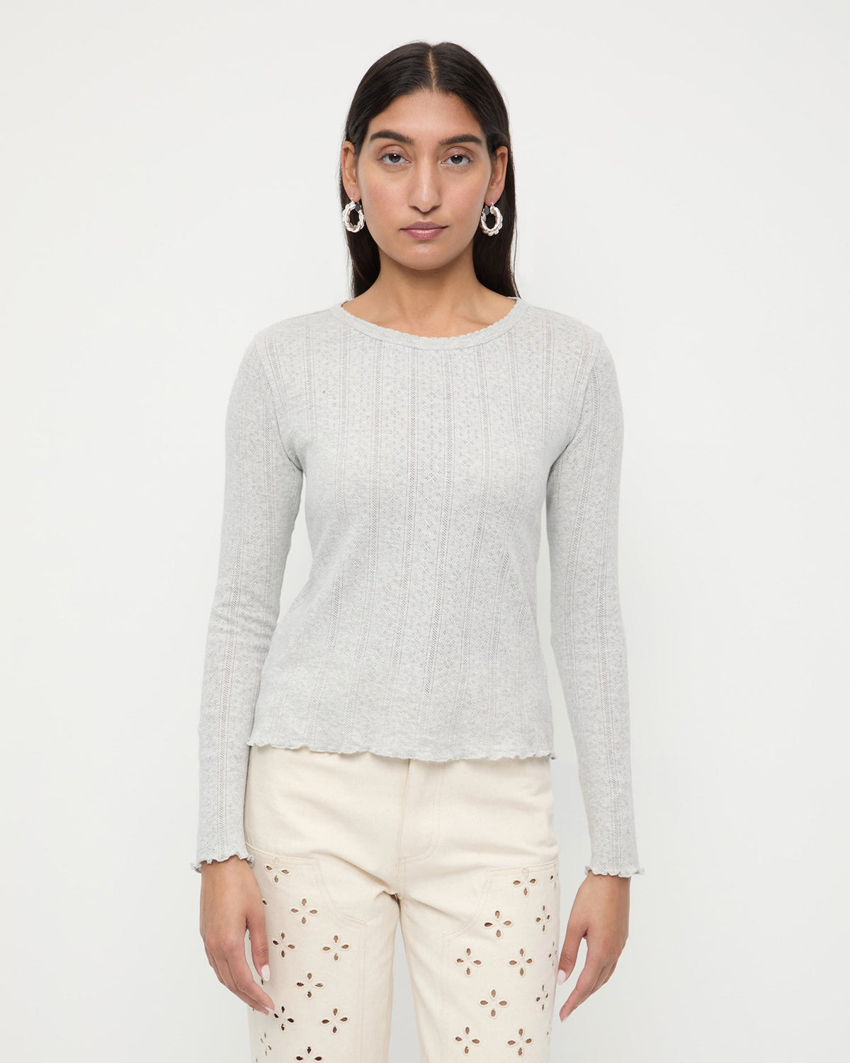 Loeffler Randall Trusted - Lolo Pointelle Long-Sleeve Tee