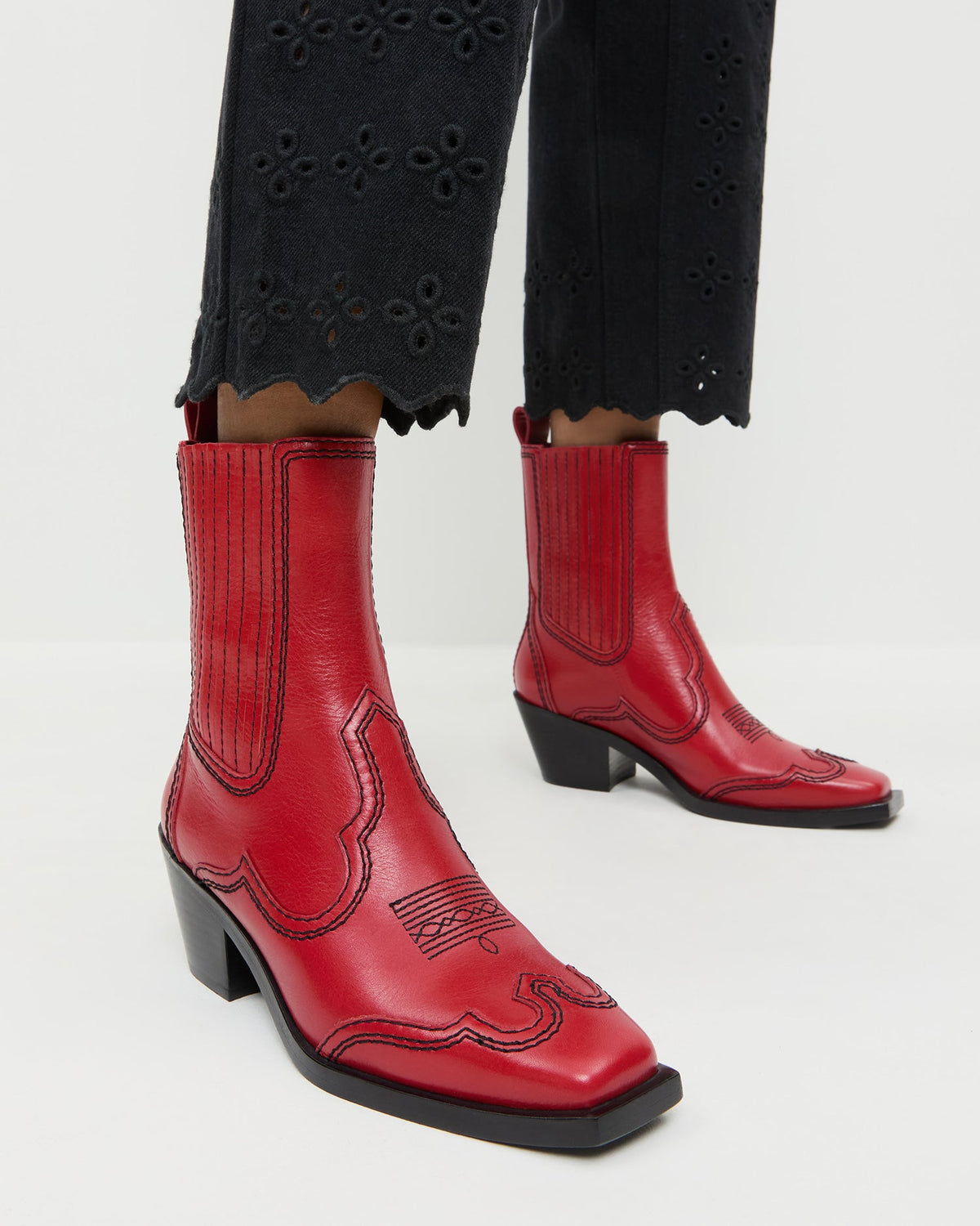 Loeffler Randall Special Offer - Agnes Red Leather Western Boot