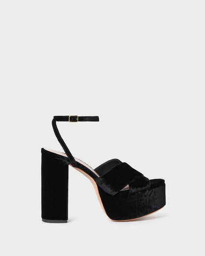 Loeffler Randall Essential - Loretta Black Velvet Platform Sandal