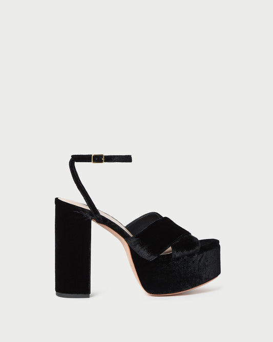Loeffler Randall Essential - Loretta Black Velvet Platform Sandal