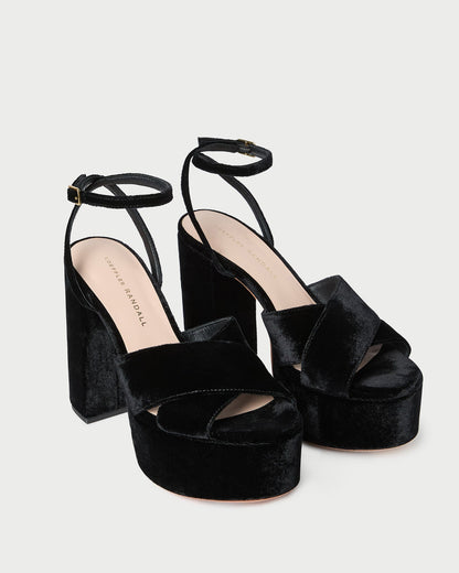 Loeffler Randall Essential - Loretta Black Velvet Platform Sandal