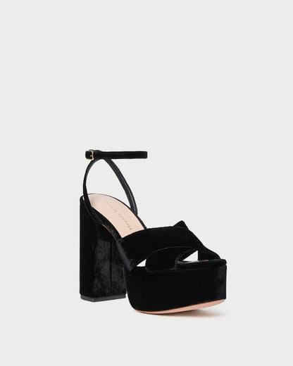 Loeffler Randall Essential - Loretta Black Velvet Platform Sandal