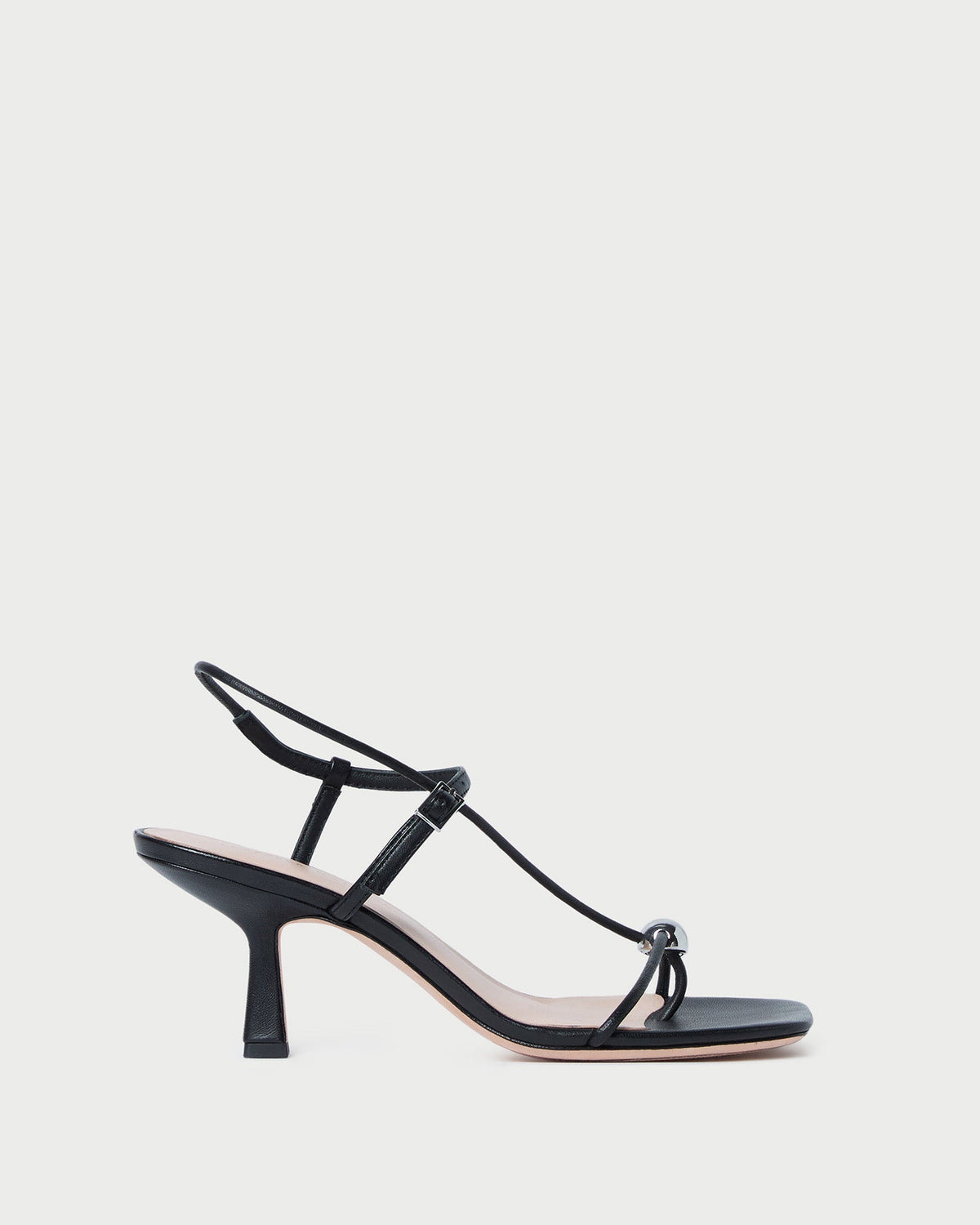 Loeffler Randall Deals - Triana Black Leather Mid-Heel Sandal