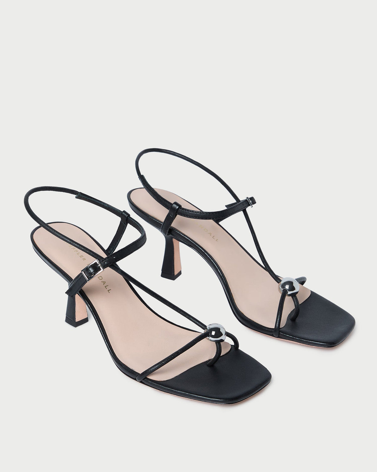Loeffler Randall Deals - Triana Black Leather Mid-Heel Sandal