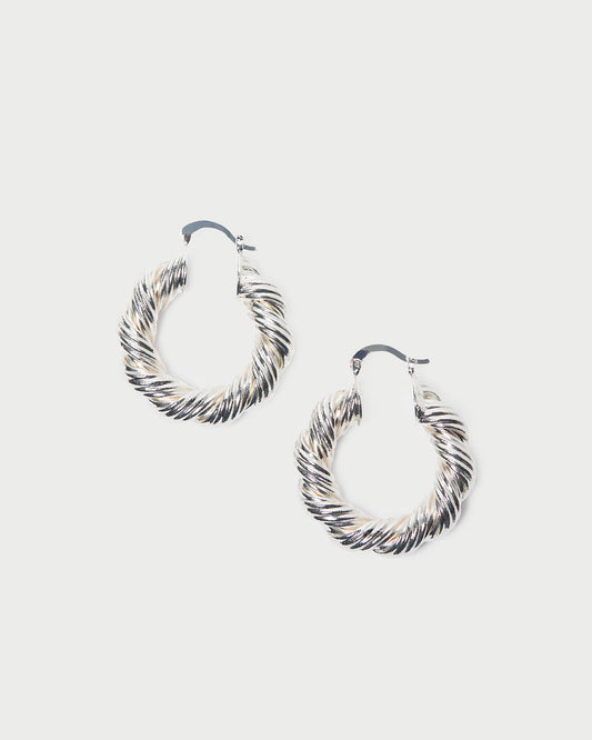 Loeffler Randall Trending - Atticus Silver Twisted Hoop Earrings